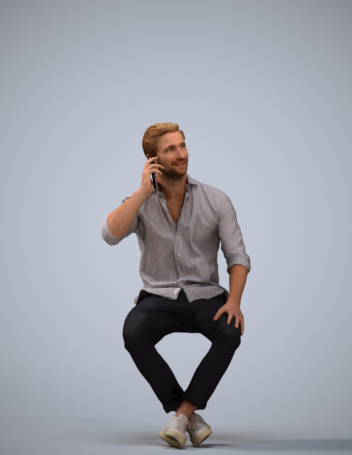 realistic 3D people man casual sitting, render-ready for V-Ray and Corona, FBX OBJ