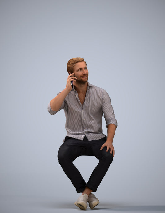 realistic 3D people man casual sitting, render-ready for V-Ray and Corona, FBX OBJ