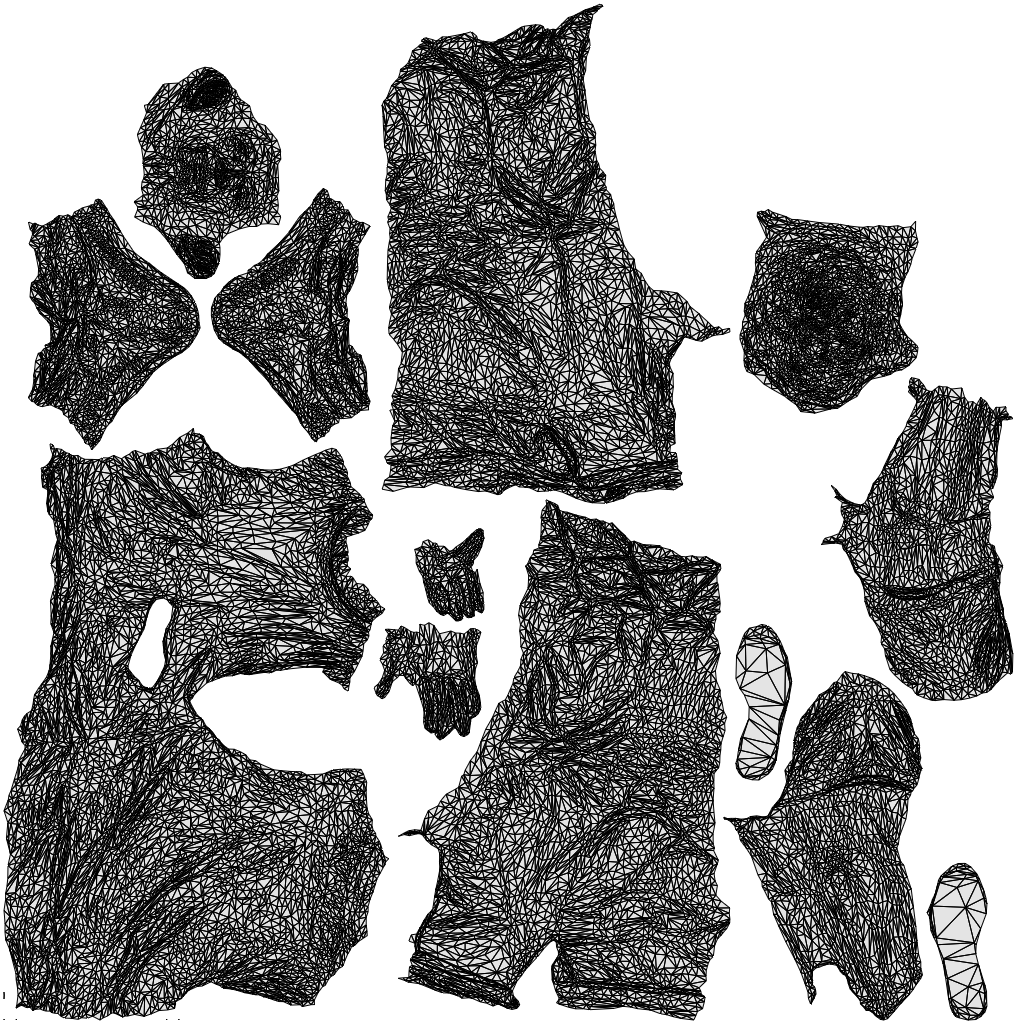 3D human model senior man casual standing, photogrammetry scanned person for archviz, wireframe top-down view