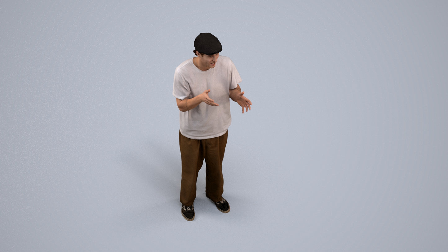 scanned 3D man casual standing, photogrammetry people for Enscape and V-Ray, back view render