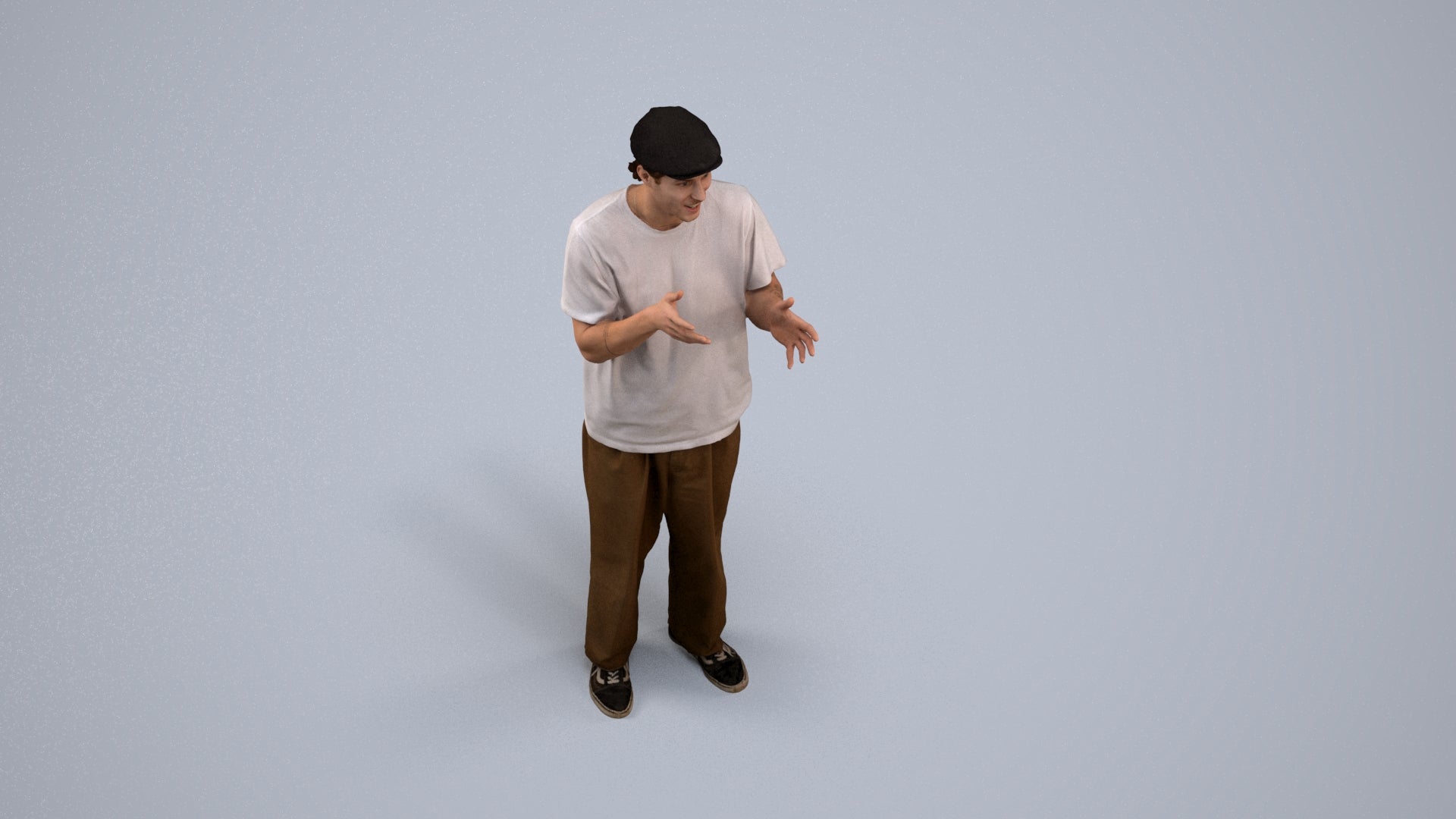 scanned 3D man casual standing, photogrammetry people for Enscape and V-Ray, back view render