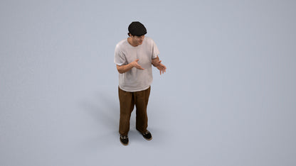 scanned 3D man casual standing, photogrammetry people for Enscape and V-Ray, back view render