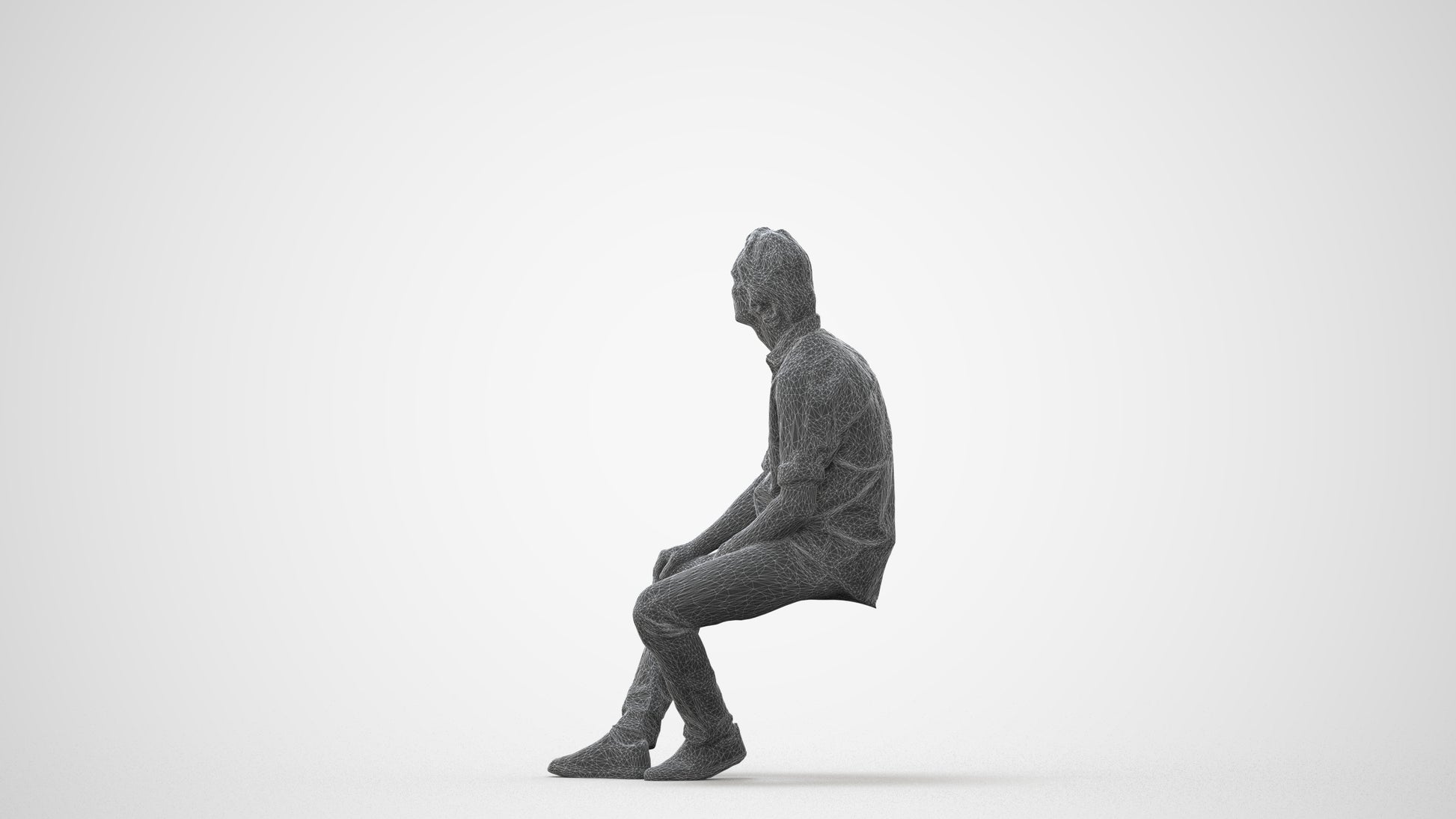 3D scanned man sitting casual, photorealistic archviz people for Enscape and SketchUp, square thumbnail