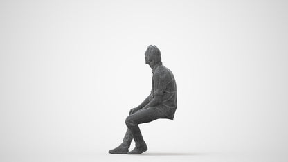 3D scanned man sitting casual, photorealistic archviz people for Enscape and SketchUp, square thumbnail