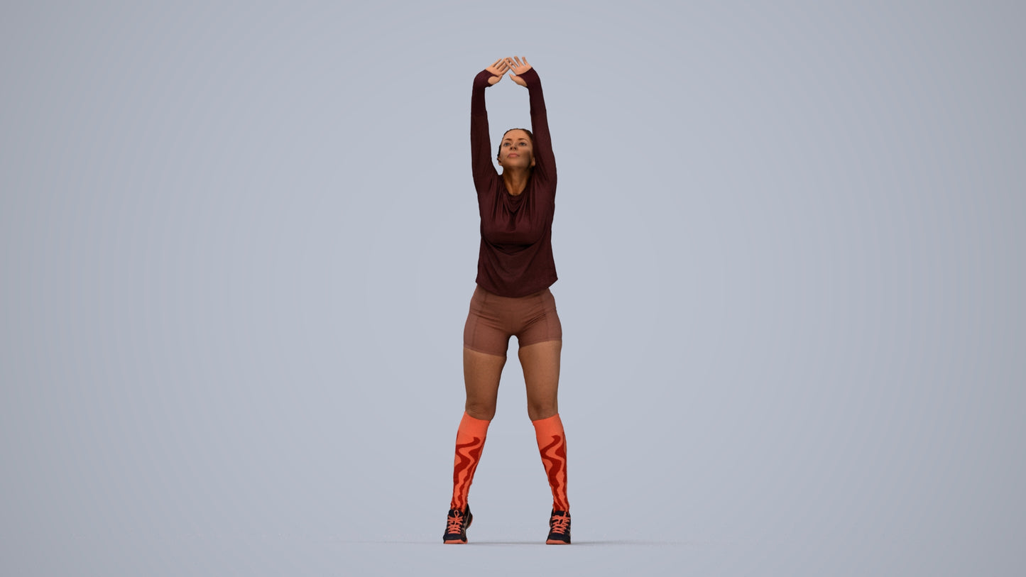 3D scanned woman sport, photorealistic archviz people for Enscape and SketchUp, top-down view render
