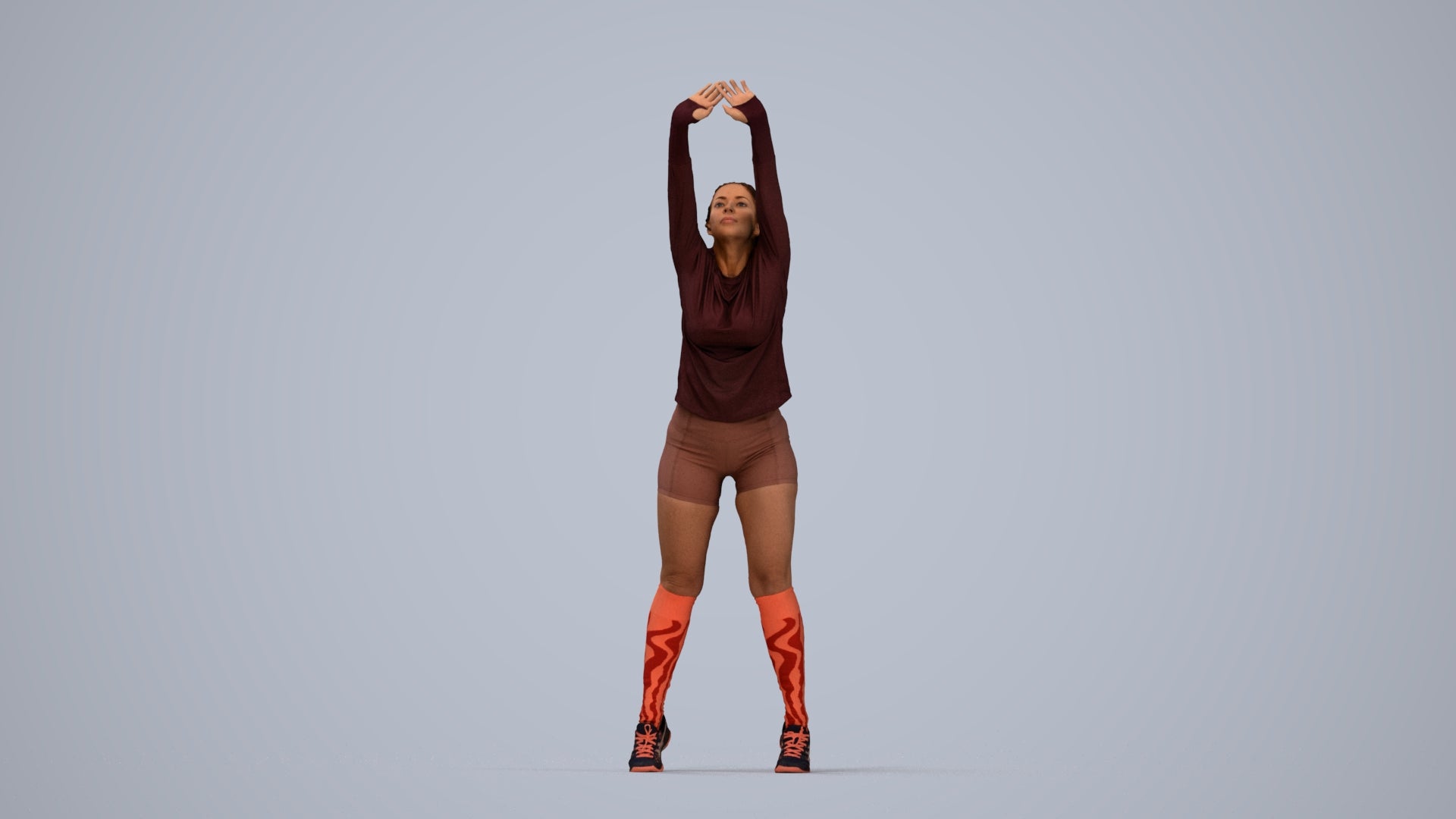 3D scanned woman sport, photorealistic archviz people for Enscape and SketchUp, top-down view render