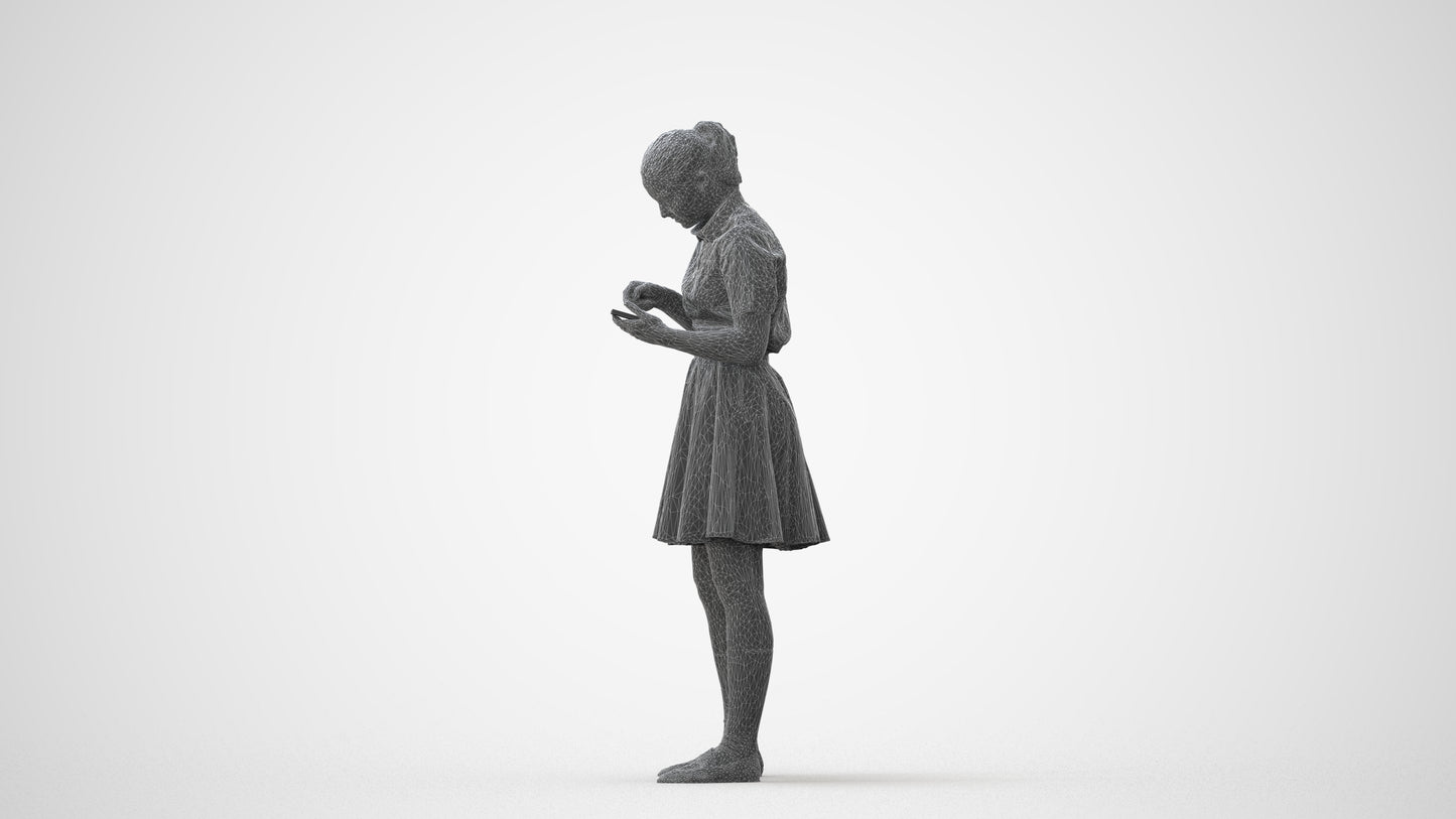 realistic 3D human girl kids, archviz people FBX OBJ for Blender, square thumbnail