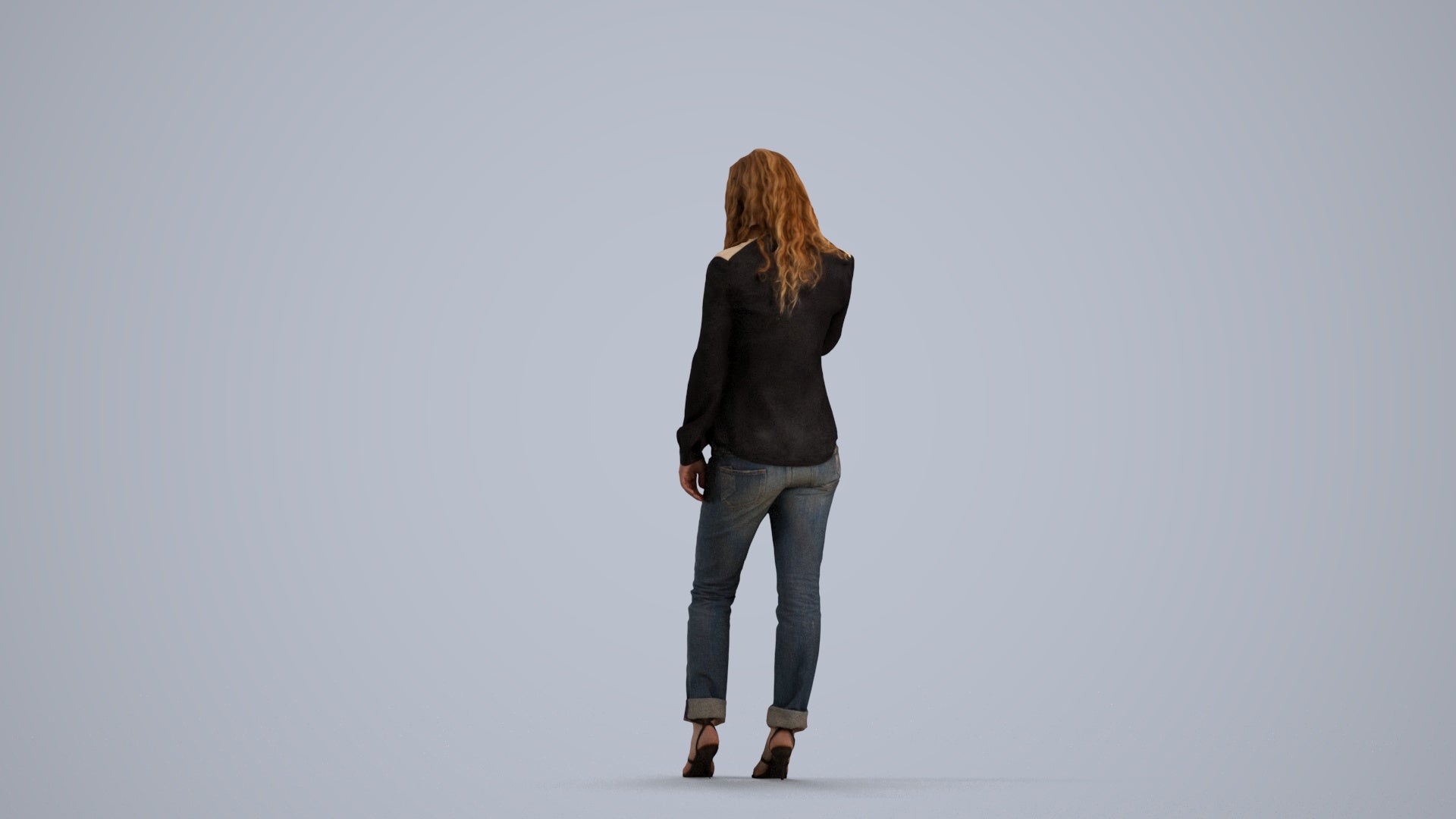 realistic 3D people woman casual walking, render-ready for V-Ray and Corona, FBX OBJ, front view render