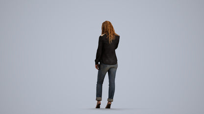 realistic 3D people woman casual walking, render-ready for V-Ray and Corona, FBX OBJ, front view render