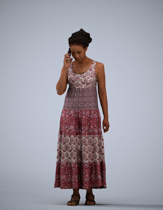 3D people model woman casual standing, scanned human for 3ds Max rendering