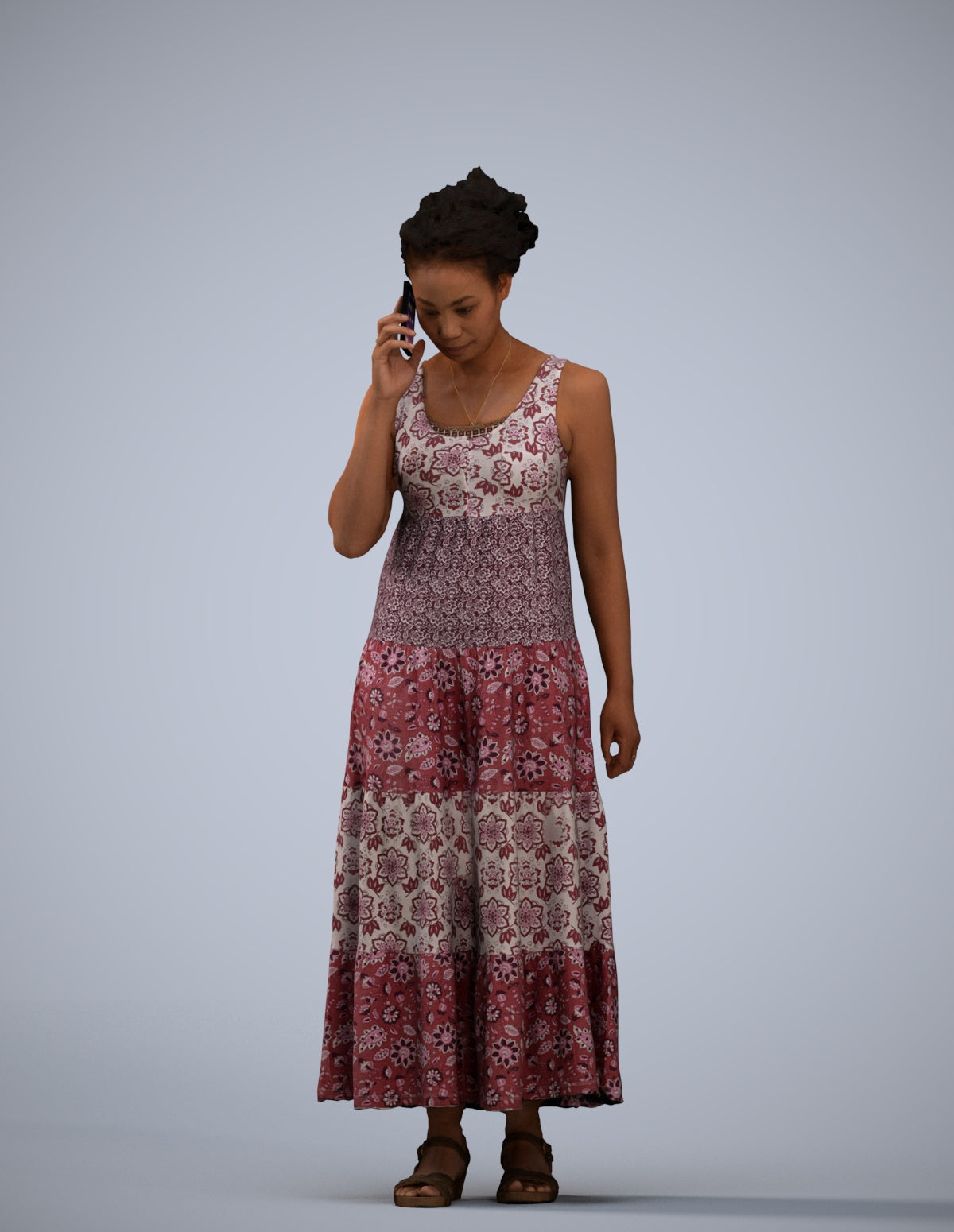 3D people model woman casual standing, scanned human for 3ds Max rendering