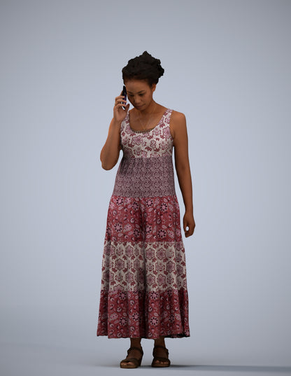 3D people model woman casual standing, scanned human for 3ds Max rendering