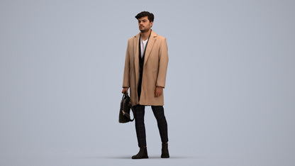 realistic 3D human man business walking, archviz people FBX OBJ for Blender, standing pose render