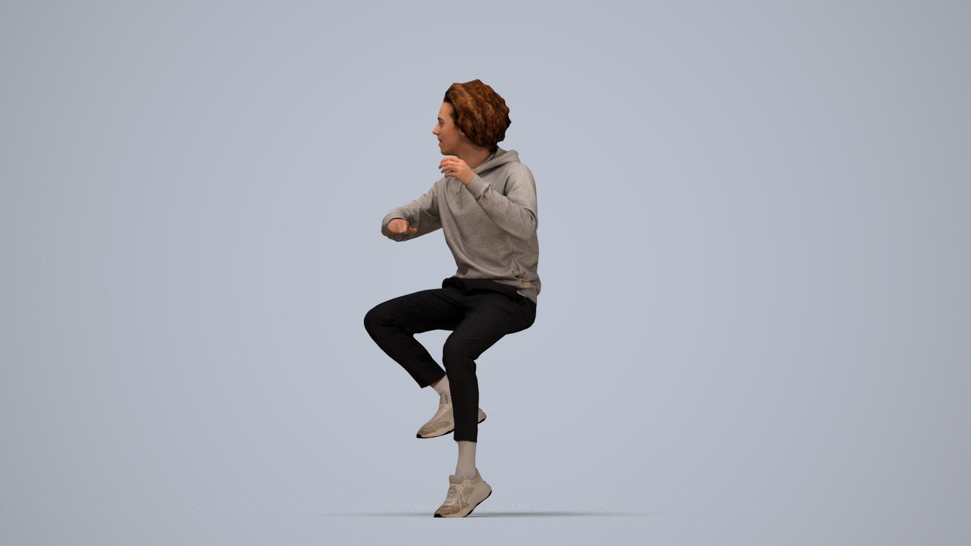 realistic 3D people man casual sitting, render-ready for V-Ray and Corona, FBX OBJ, top-down view render