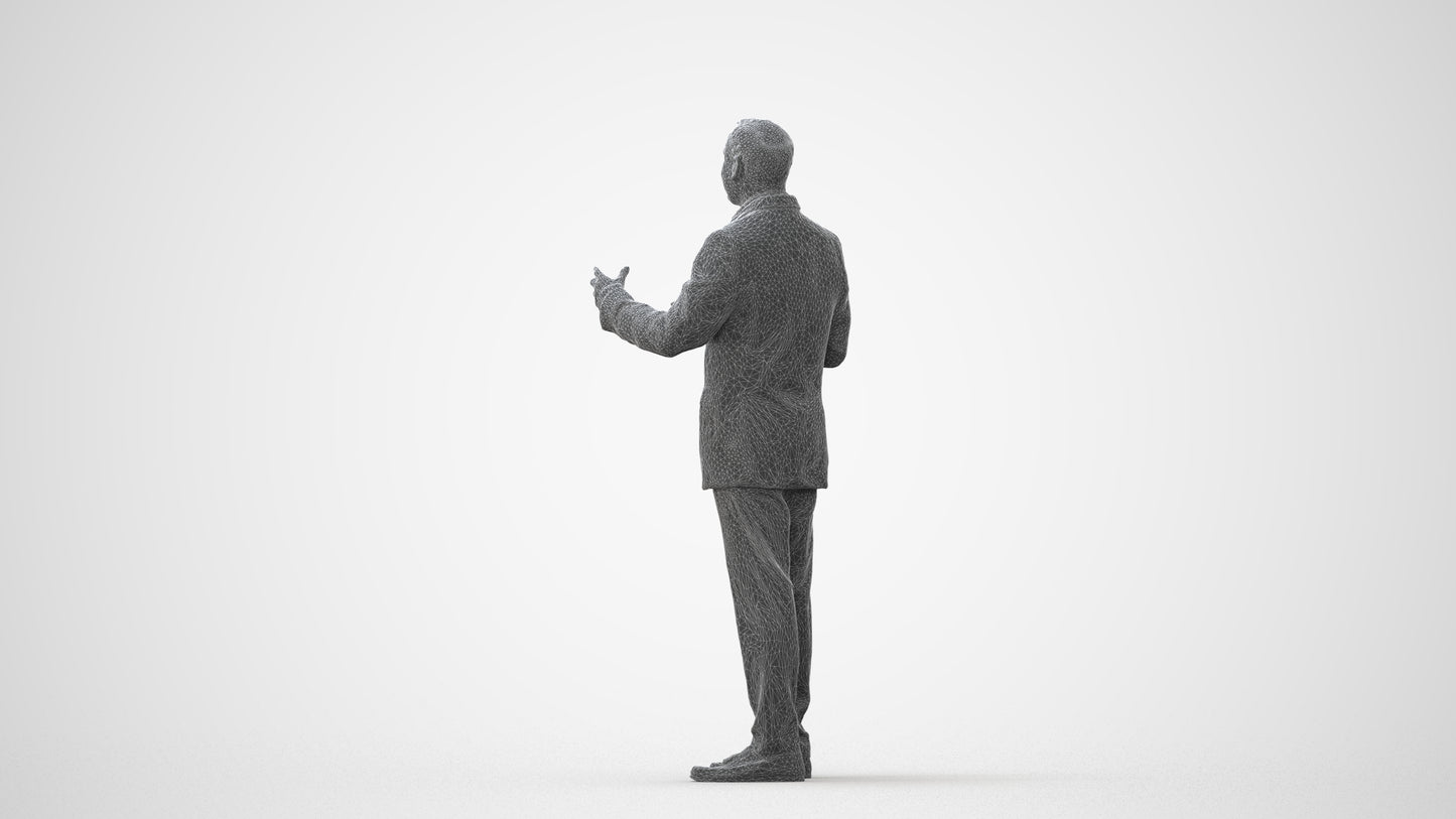 3D human model man formal standing, photogrammetry scanned person for archviz, square thumbnail