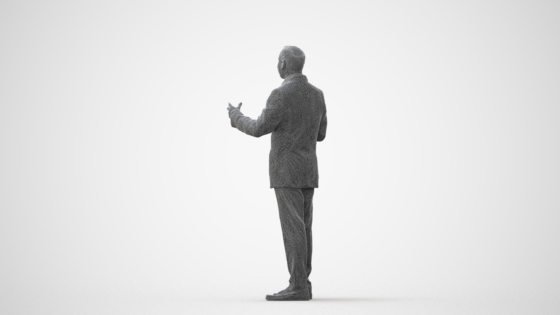 3D human model man formal standing, photogrammetry scanned person for archviz, square thumbnail