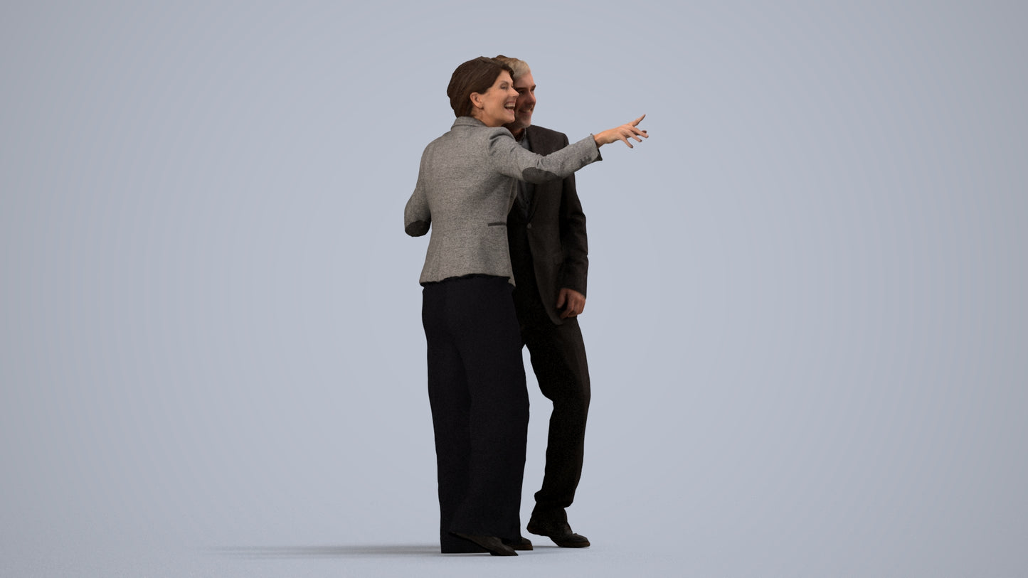 3D people model woman business, scanned human for 3ds Max rendering, side view render