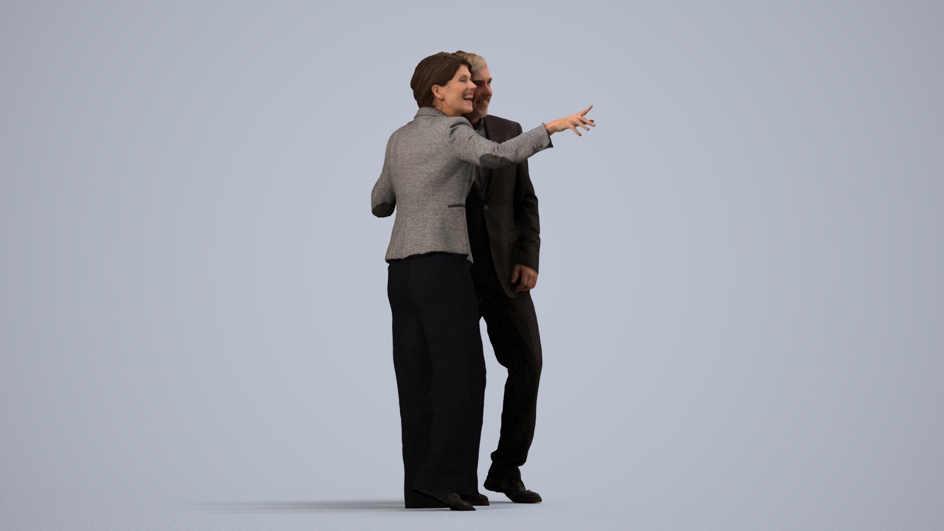 3D people model woman business, scanned human for 3ds Max rendering, side view render