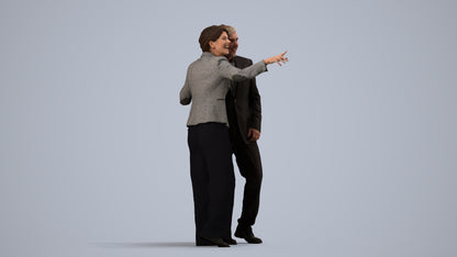 3D people model woman business, scanned human for 3ds Max rendering, side view render