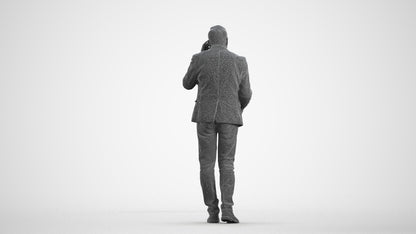 realistic 3D people man business, render-ready for V-Ray and Corona, FBX OBJ, wireframe front view