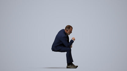 photogrammetry 3D senior man business, realistic human model archviz FBX, side view render
