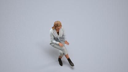realistic 3D human woman business, archviz people FBX OBJ for Blender, back view render