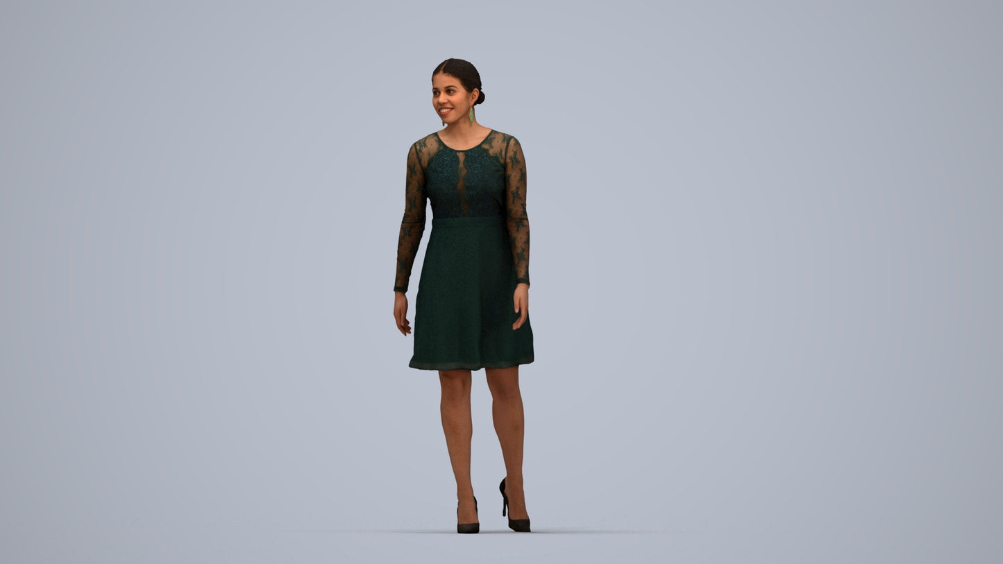realistic 3D human woman formal formalaffairs, archviz people FBX OBJ for Blender, top-down view render