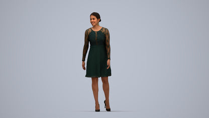 realistic 3D human woman formal formalaffairs, archviz people FBX OBJ for Blender, top-down view render