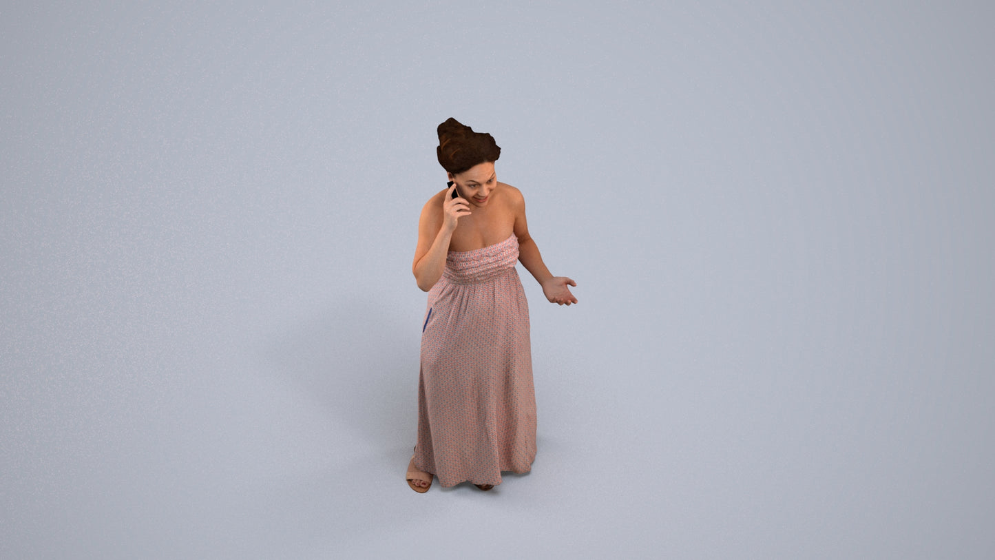 realistic 3D woman casual standing, scanned archviz people for Blender and 3ds Max, back view render