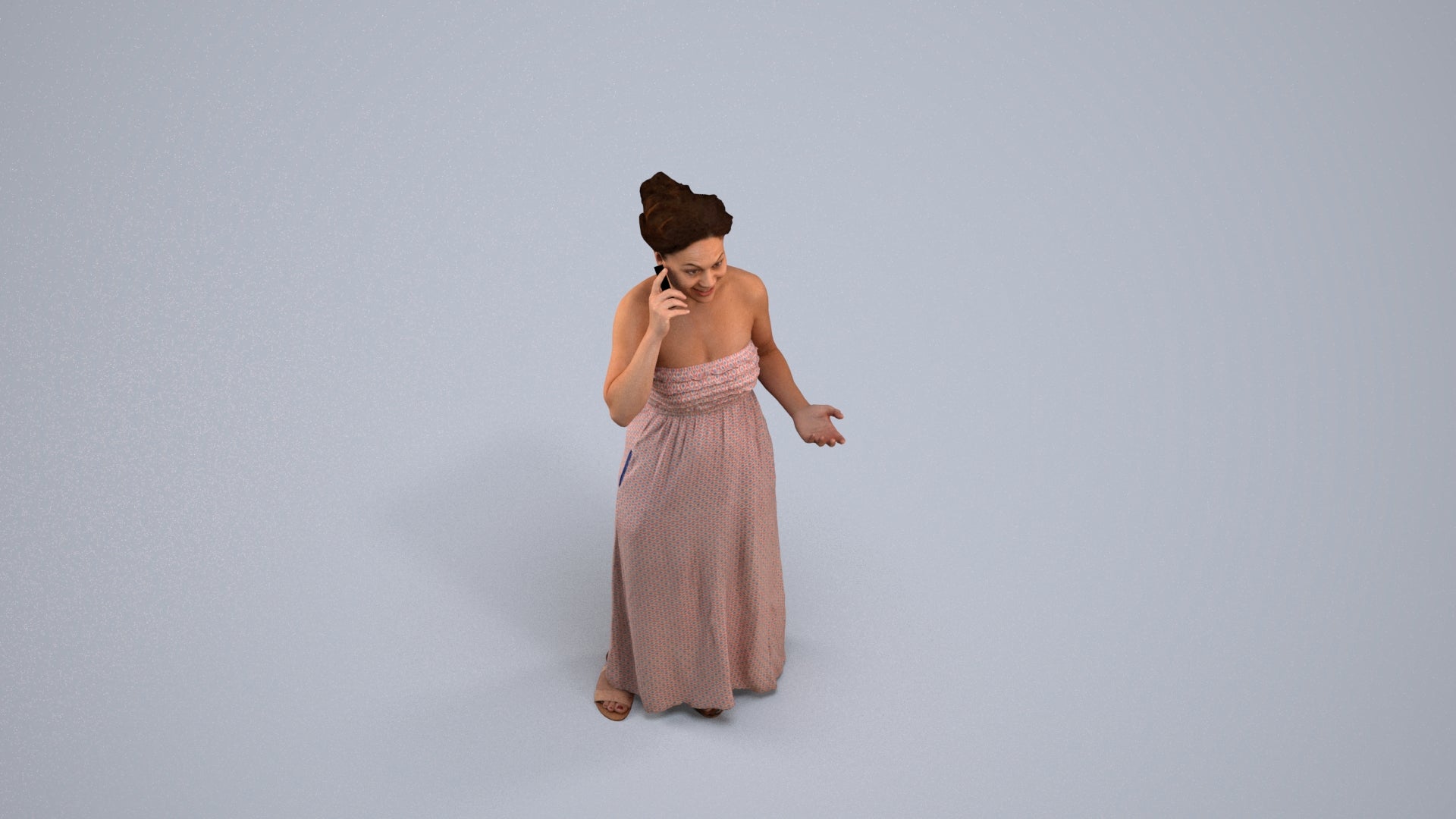 realistic 3D woman casual standing, scanned archviz people for Blender and 3ds Max, back view render