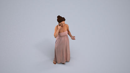 realistic 3D woman casual standing, scanned archviz people for Blender and 3ds Max, back view render