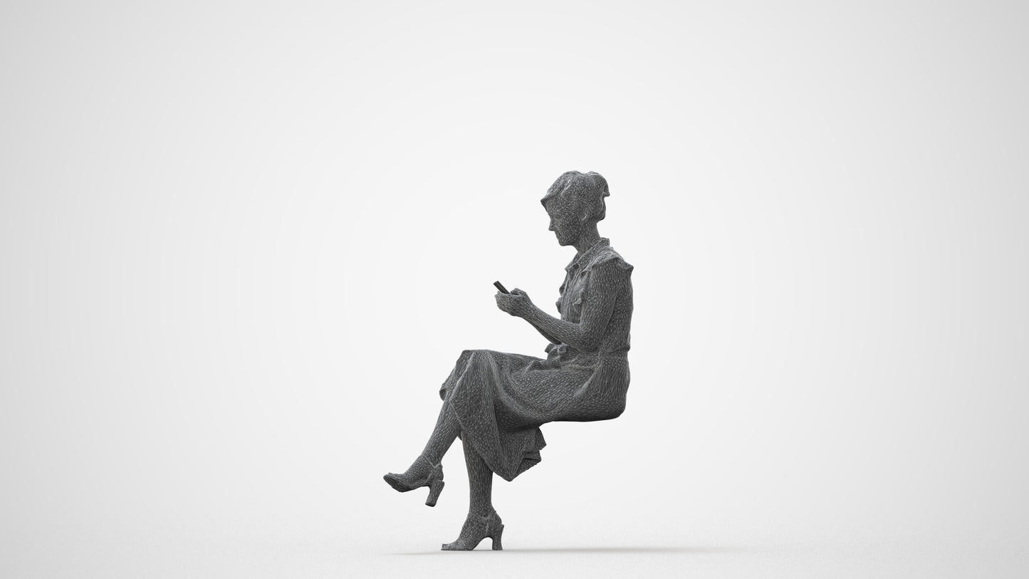 realistic 3D people woman casual sitting, render-ready for V-Ray and Corona, FBX OBJ, square thumbnail