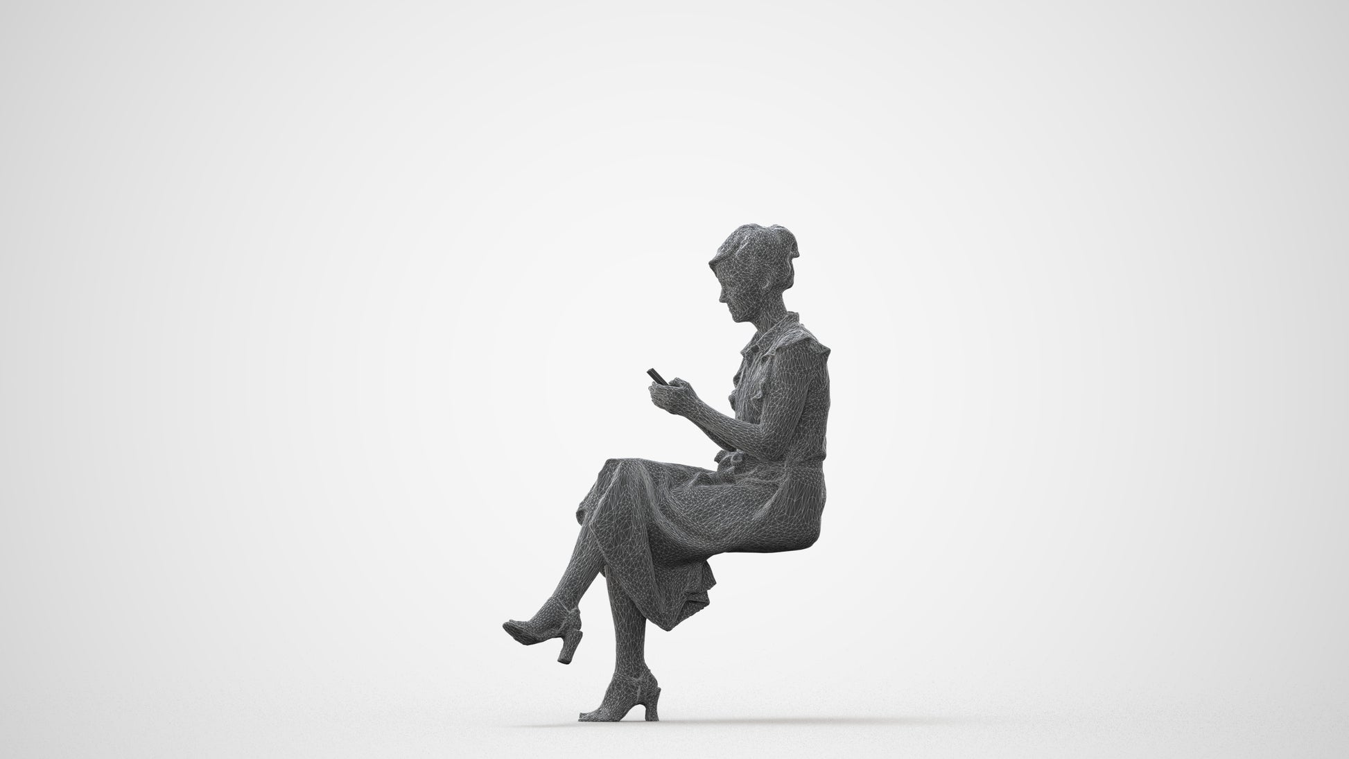 realistic 3D people woman casual sitting, render-ready for V-Ray and Corona, FBX OBJ, square thumbnail