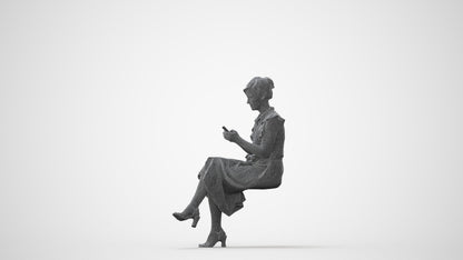 realistic 3D people woman casual sitting, render-ready for V-Ray and Corona, FBX OBJ, square thumbnail