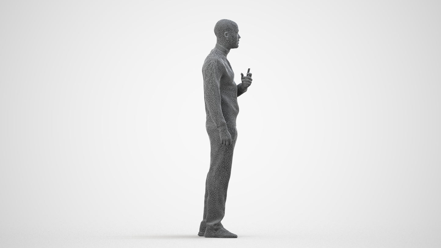 3D scanned man standing sport, photorealistic archviz people for Enscape and SketchUp, three-quarter front view render