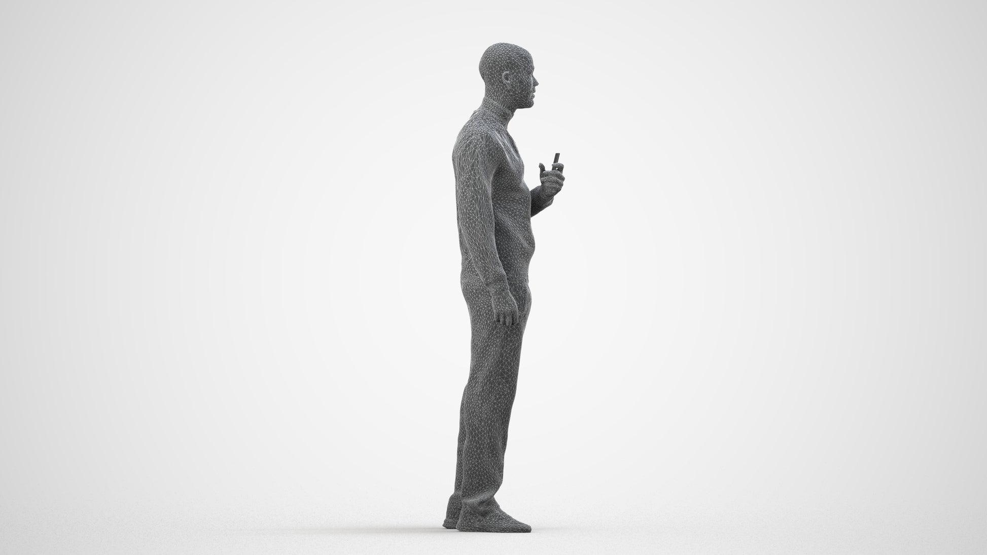3D scanned man standing sport, photorealistic archviz people for Enscape and SketchUp, three-quarter front view render