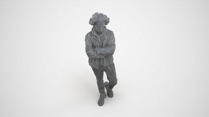 scanned 3D man casual standing, photogrammetry people for Enscape and V-Ray, wireframe three-quarter view