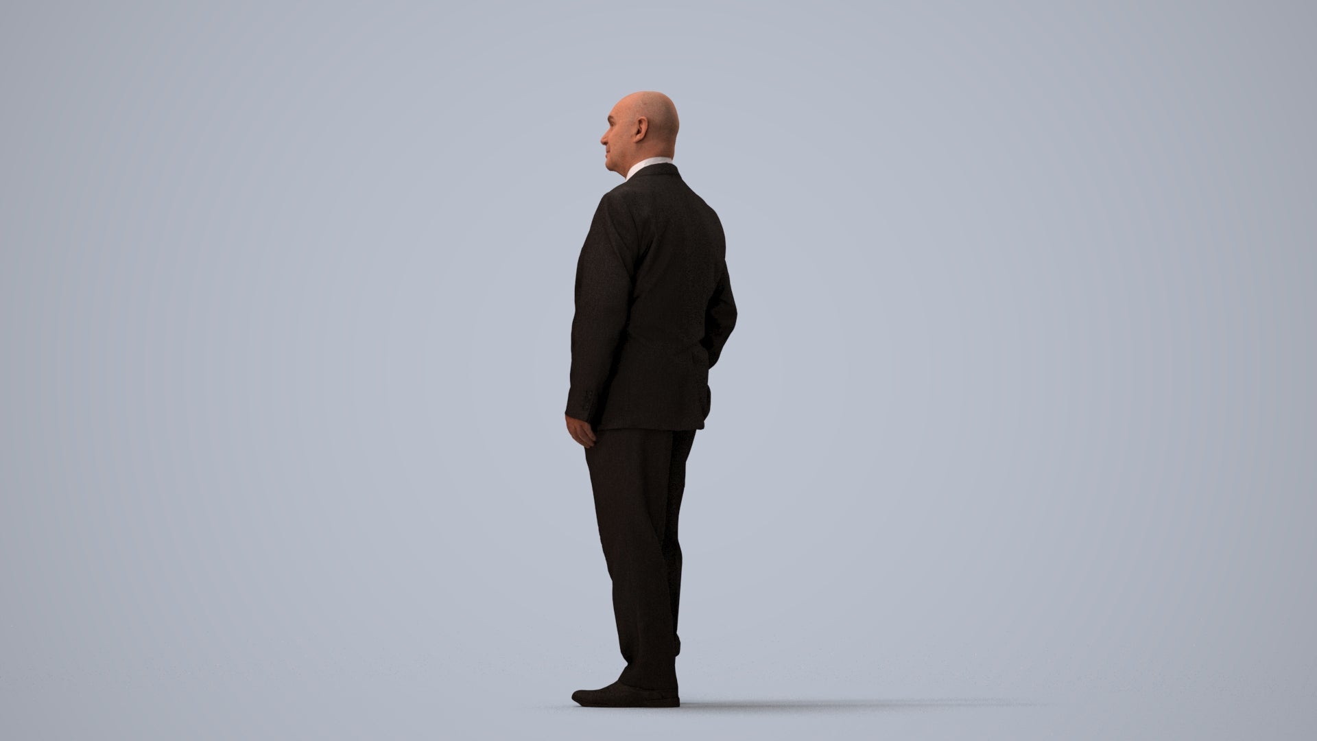 photogrammetry 3D senior man business, realistic human model archviz FBX, three-quarter view render
