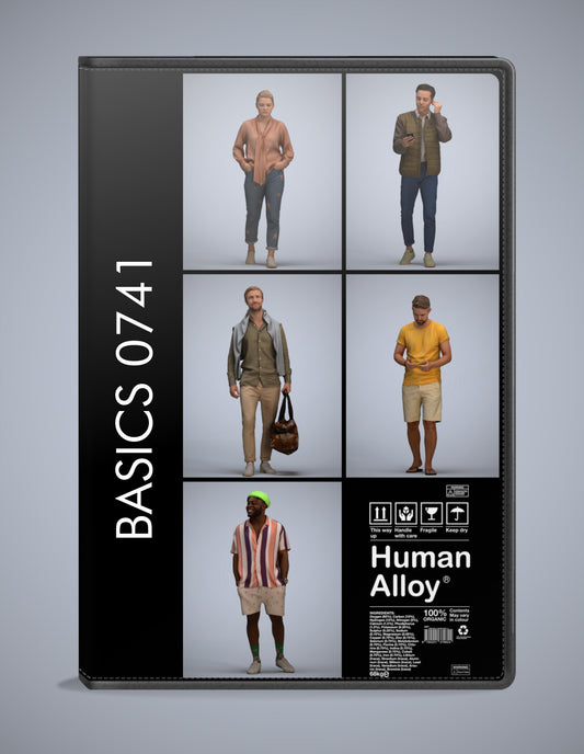 realistic 3D people walking set, 5 render-ready models for V-Ray and Corona