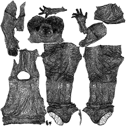 photogrammetry 3D man casual standing, realistic human model archviz FBX, wireframe top-down view