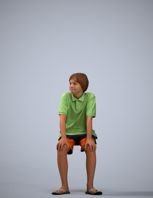 scanned 3D boy kids, photogrammetry people for Enscape and V-Ray