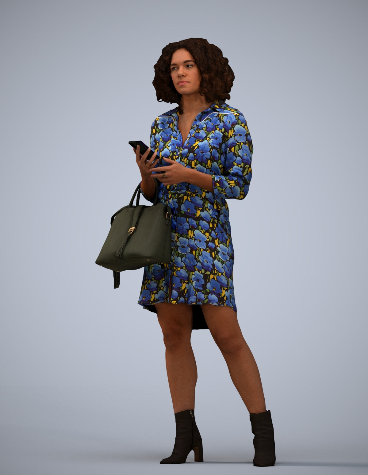 3D scanned woman standing casual, photorealistic archviz people for Enscape and SketchUp