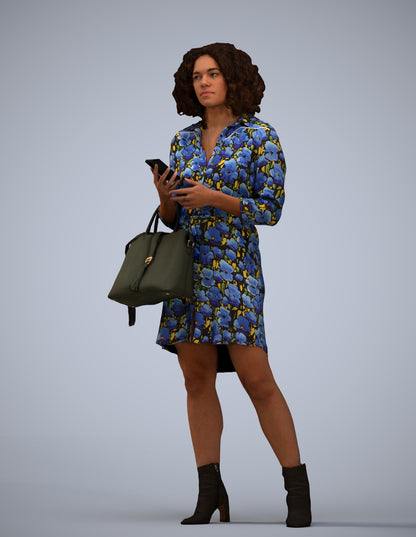 3D scanned woman standing casual, photorealistic archviz people for Enscape and SketchUp