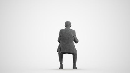photogrammetry 3D senior man business driving, realistic human model archviz FBX, wireframe front view