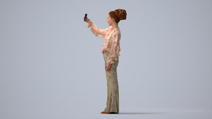 photogrammetry 3D woman casual standing, realistic human model archviz FBX, three-quarter view render