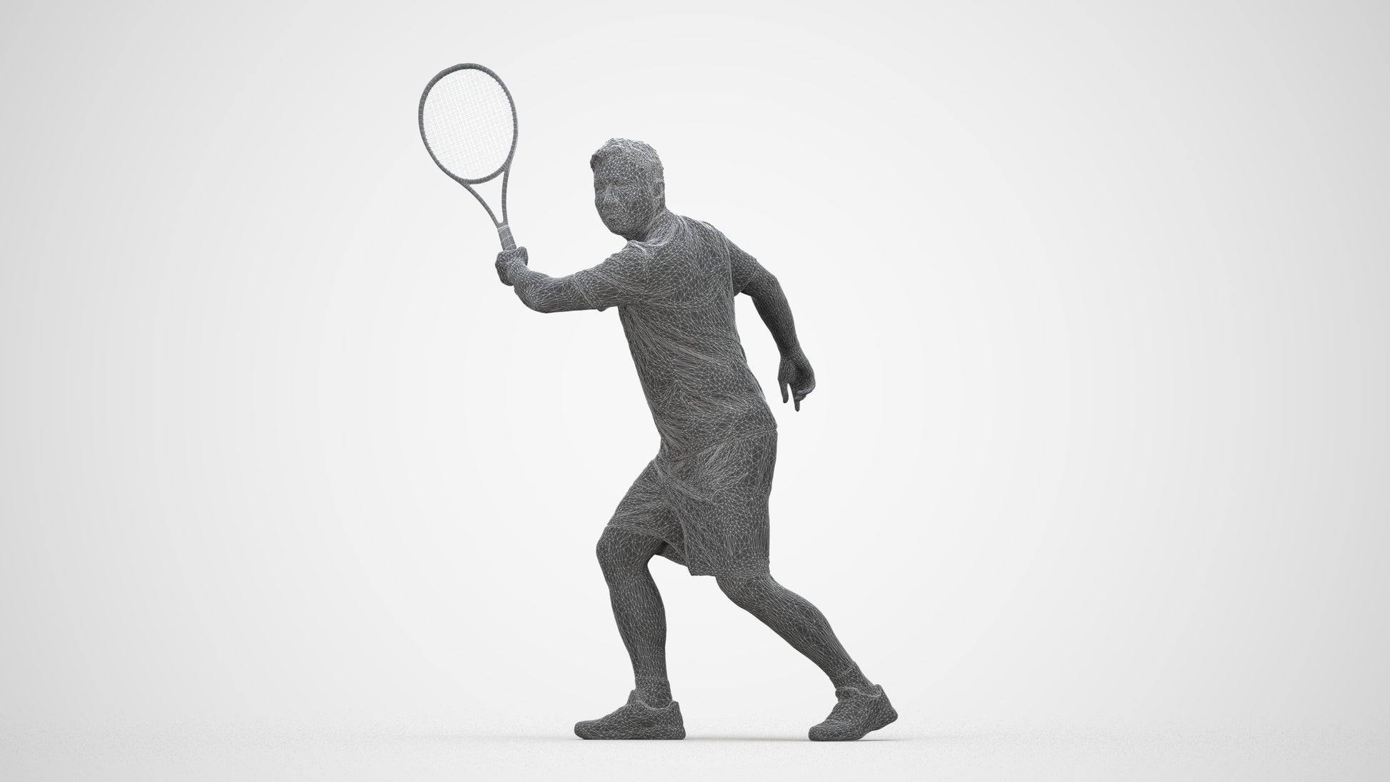 photogrammetry 3D man sport, realistic human model archviz FBX, wireframe back view