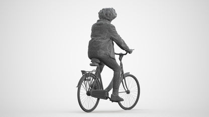 realistic 3D man casual cycling, scanned archviz people for Blender and 3ds Max, wireframe front view