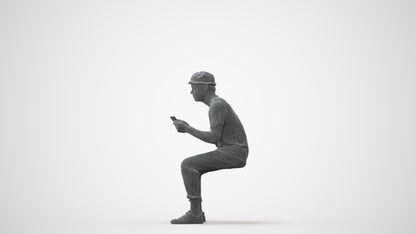 scanned 3D man casual sitting, photogrammetry people for Enscape and V-Ray, square thumbnail