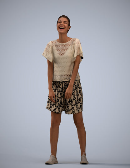 3D scanned woman standing casual, photorealistic archviz people for Enscape and SketchUp