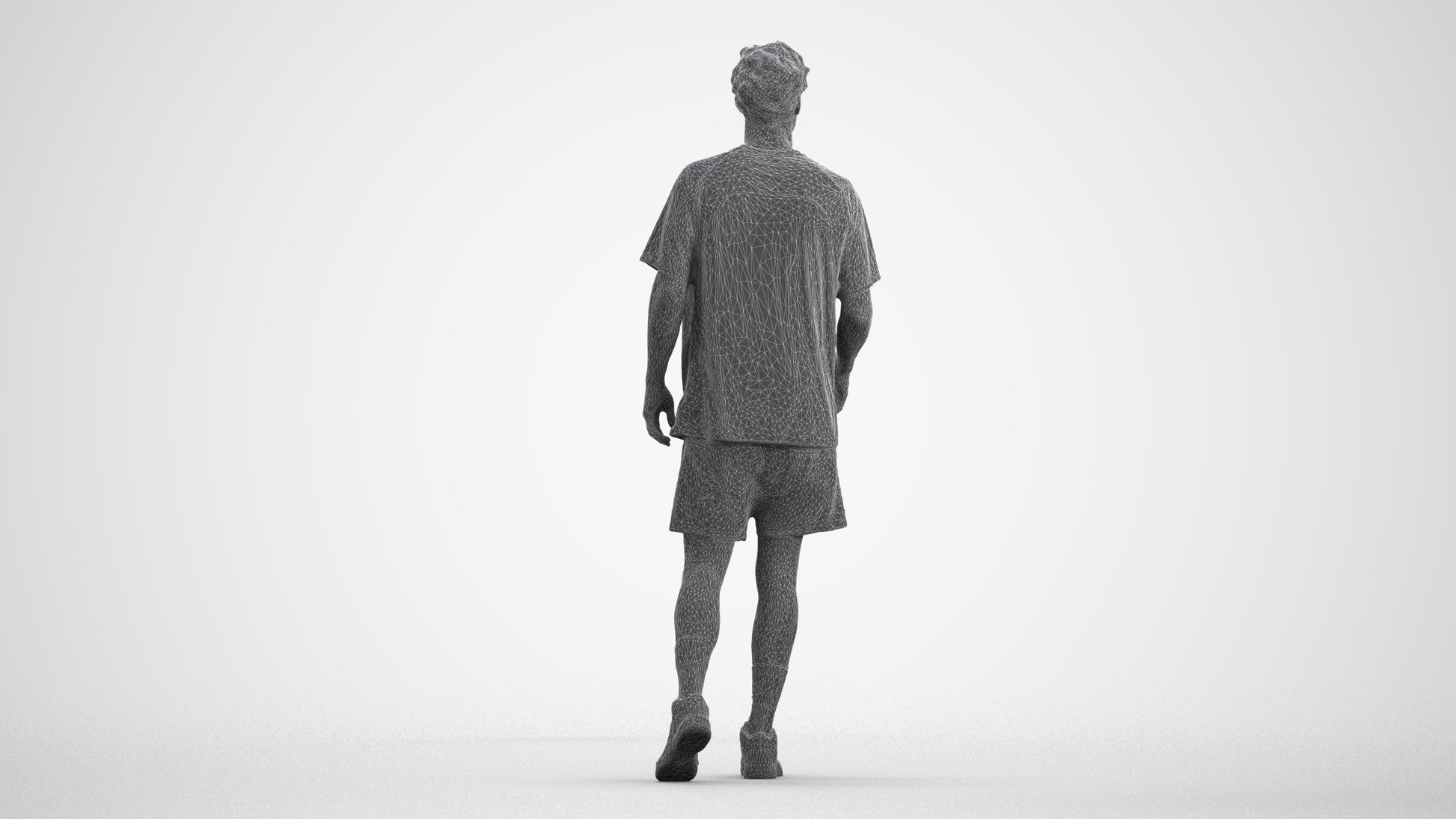 3D scanned man sport, photorealistic archviz people for Enscape and SketchUp, wireframe front view